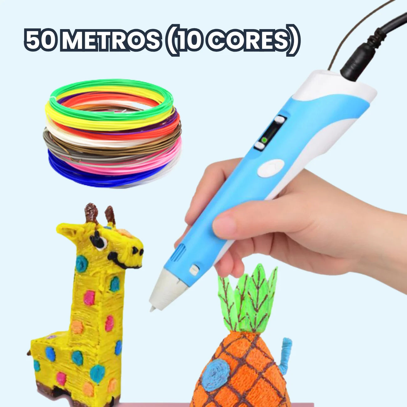 Caneta 3D Infantil com Filamento Colorido para Desenhos e Objetos Criativos Bramble