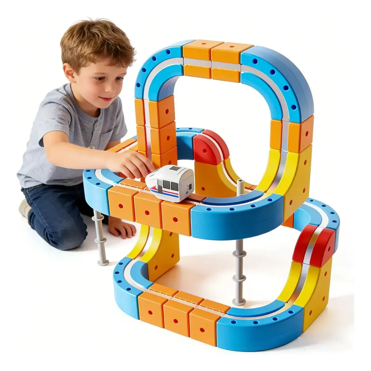 Brinquedo Trem Magnético com Pista de Montar e Encaixar Bramble
