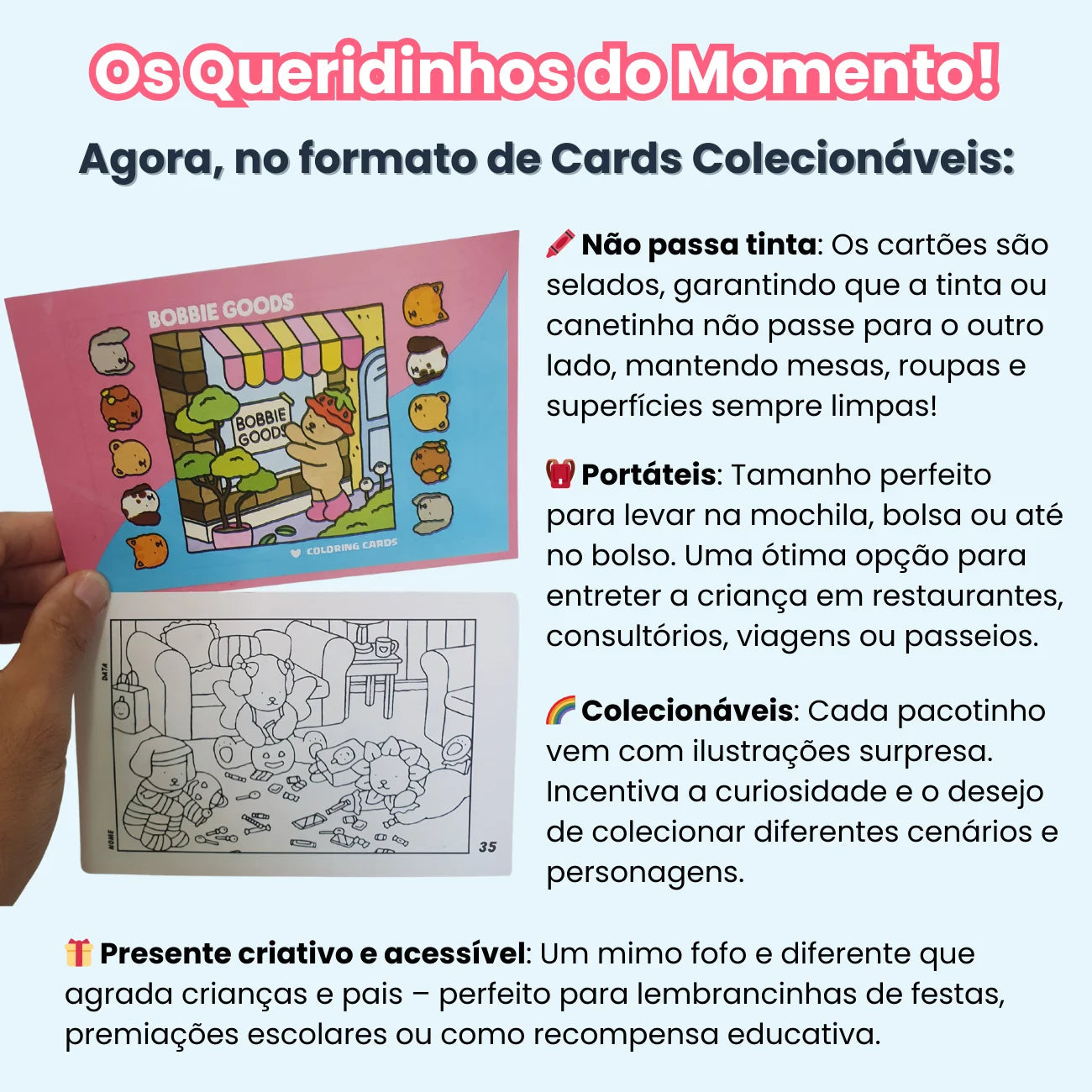 Cards Colecionáveis Bobbie Goods com Desenhos Surpresas Para Colorir Bramble