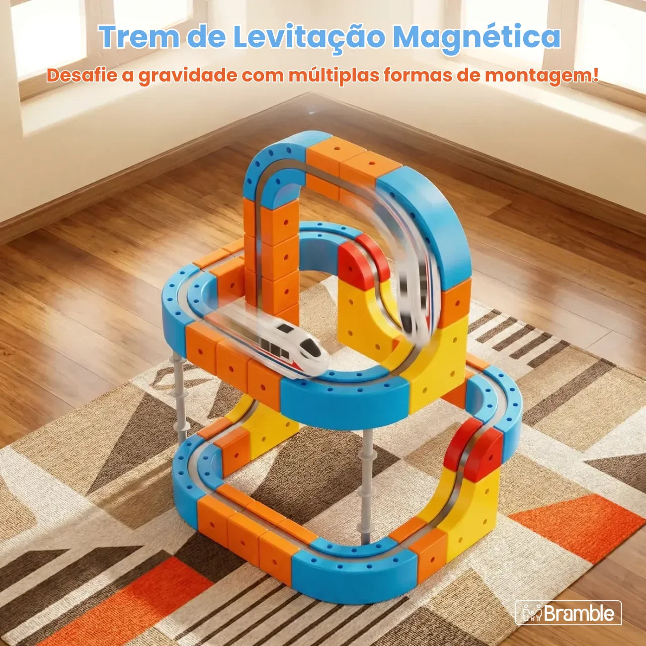 Brinquedo Trem Magnético com Pista de Montar e Encaixar Bramble
