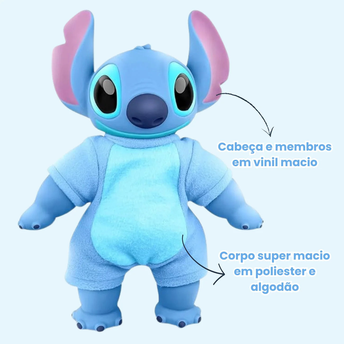 Boneco Stitch Pelúcia Original com Roupinha e Certidão de Nascimento Disney Roma Brinquedos