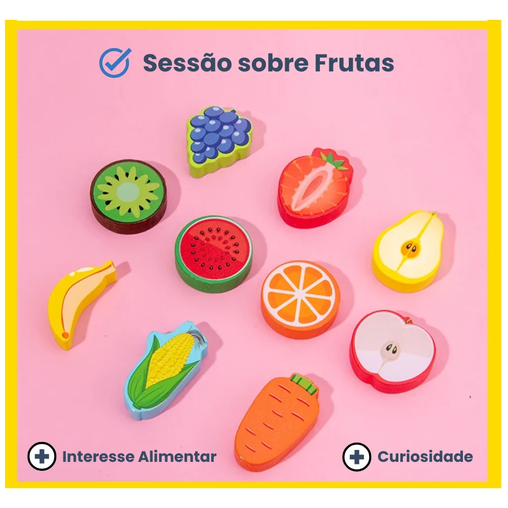 Tabuleiro Educativo Montessori 100% Madeira 63 Peças