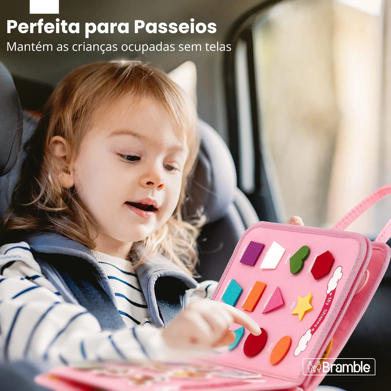 Livro Interativo Infantil Sensorial de Feltro Quiet Book 7 em 1 Bramble