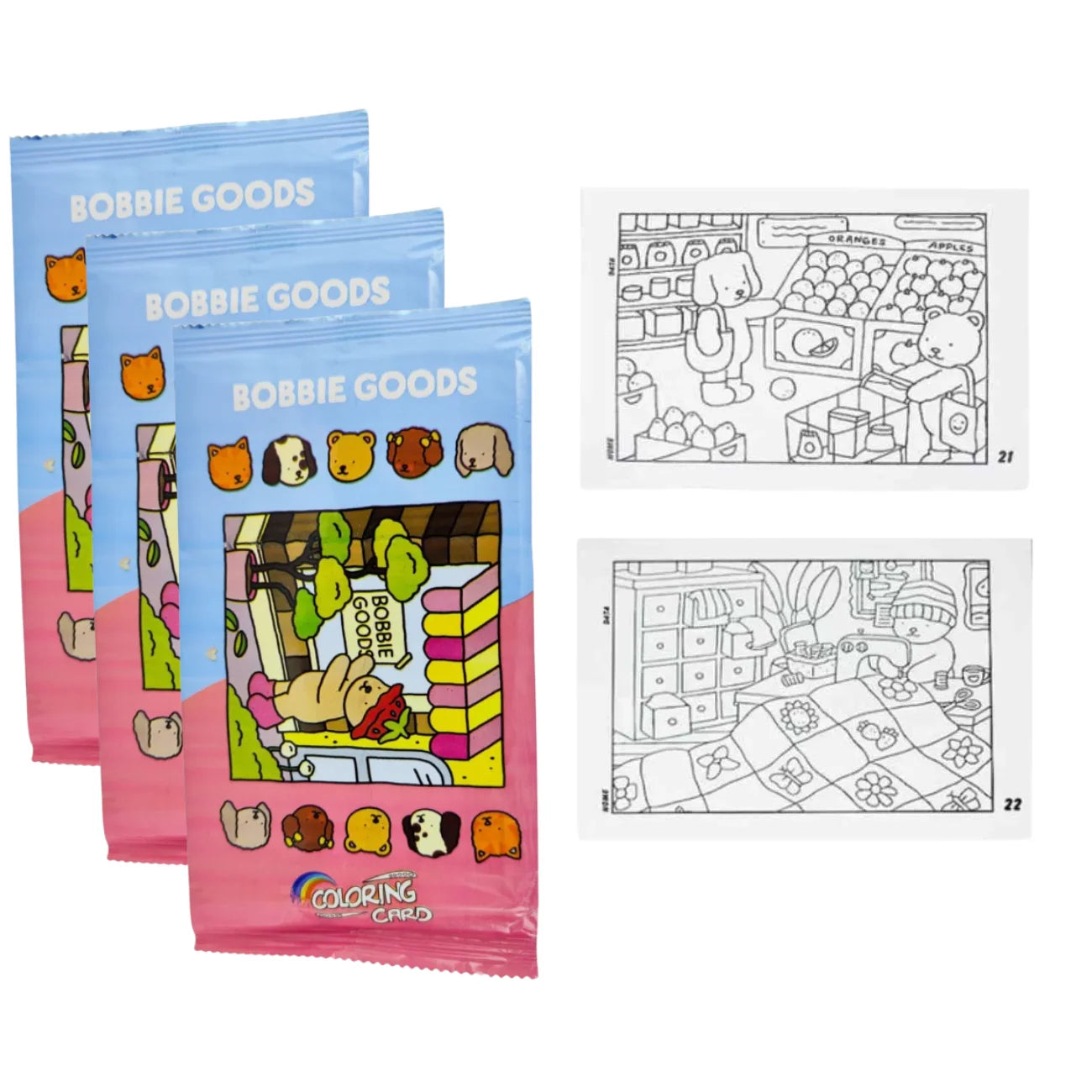 Cards Colecionáveis Bobbie Goods com Desenhos Surpresas Para Colorir Bramble