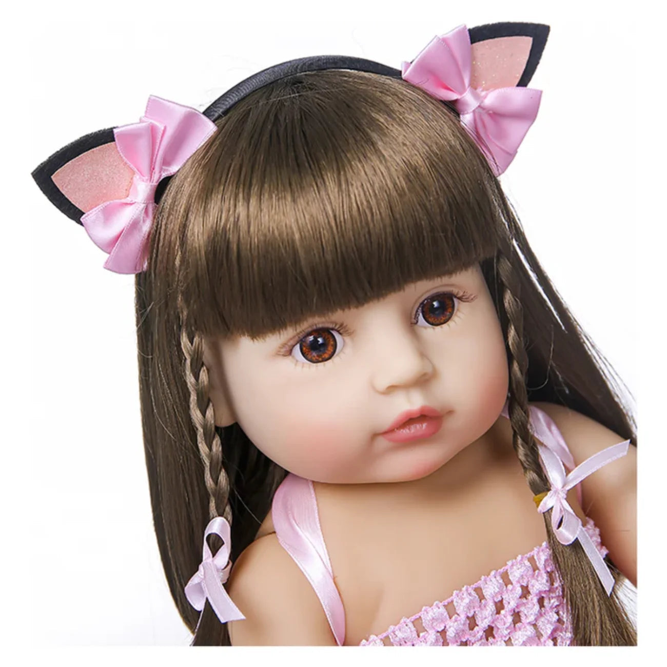 Boneca Bebê Reborn Realista 55cm com Acessórios Coelhinha Brastoy