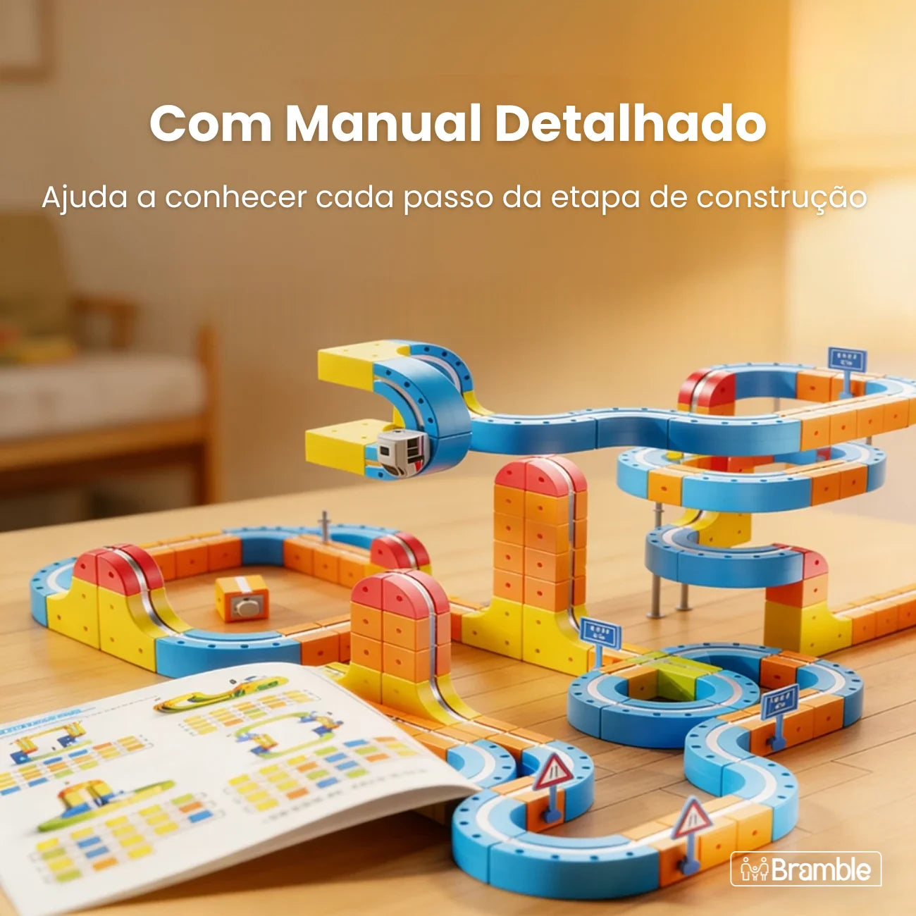Brinquedo Trem Magnético com Pista de Montar e Encaixar Bramble