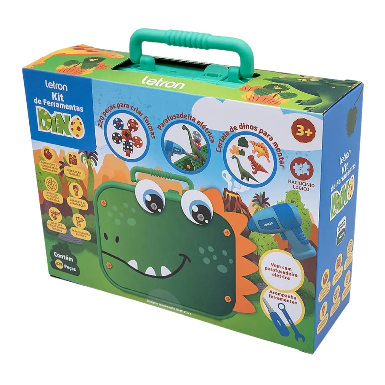 Kit Ferramentas Brinquedo Infantil com Parafusadeira e Maleta 228 Peças Letron