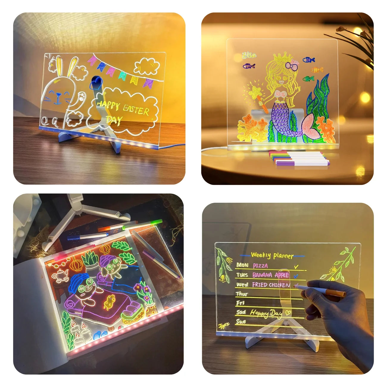 Quadro Mágico LED Educativo para Desenhos e Recados Criativos