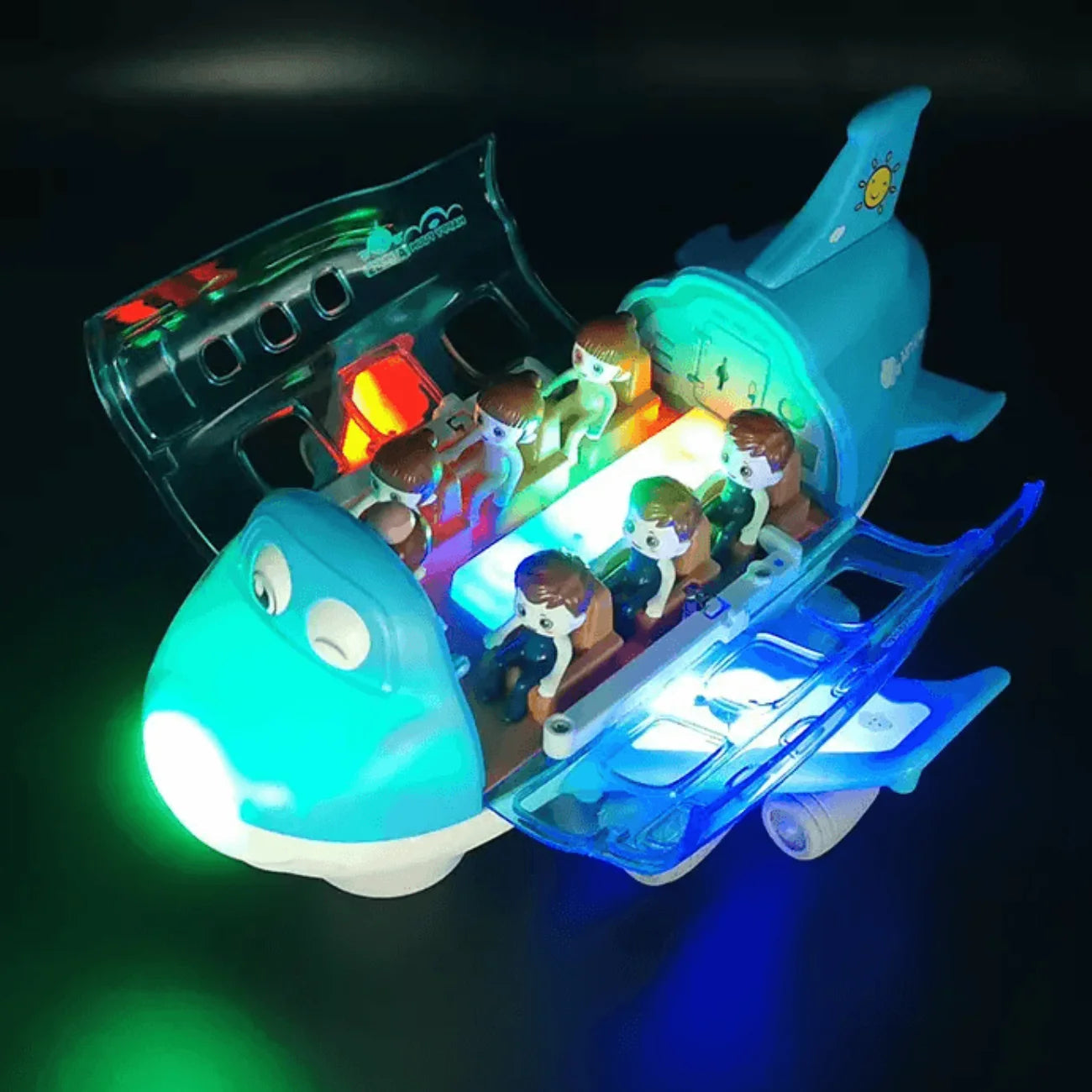 Brinquedo Avião Musical Com Luzes e Som Bate e Volta Gira 360º Azul e Rosa ZoopToys