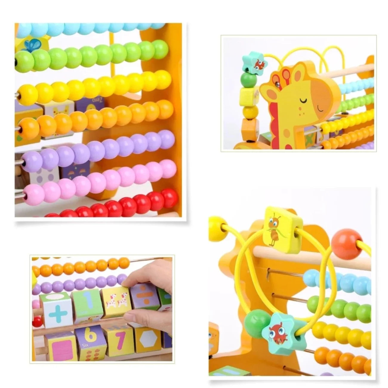 Brinquedo Educativo 3 em 1 Montessori: Ábaco Colorido, Aramado e Cubos Didáticos Bramble