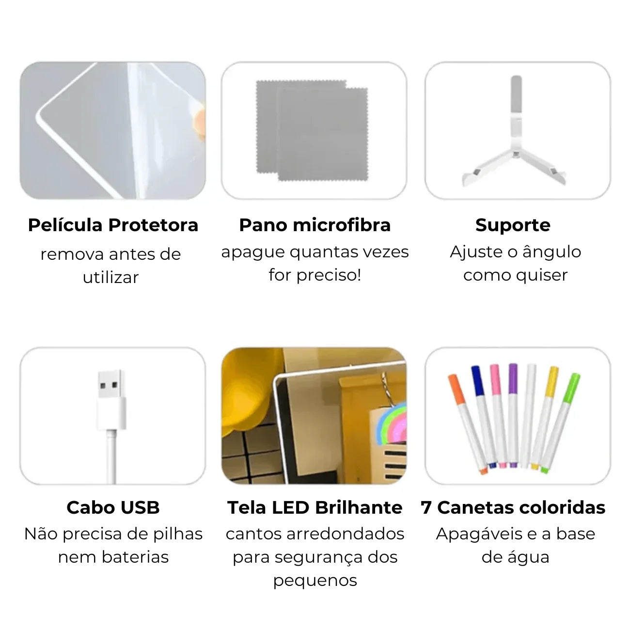 Quadro Mágico LED Educativo para Desenhos e Recados Criativos