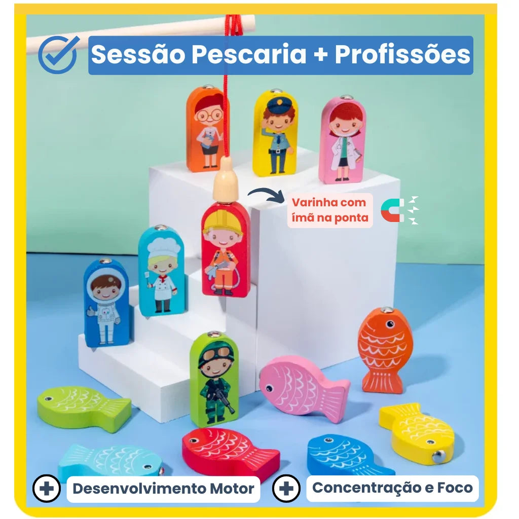 Tabuleiro Educativo Montessori 100% Madeira 63 Peças