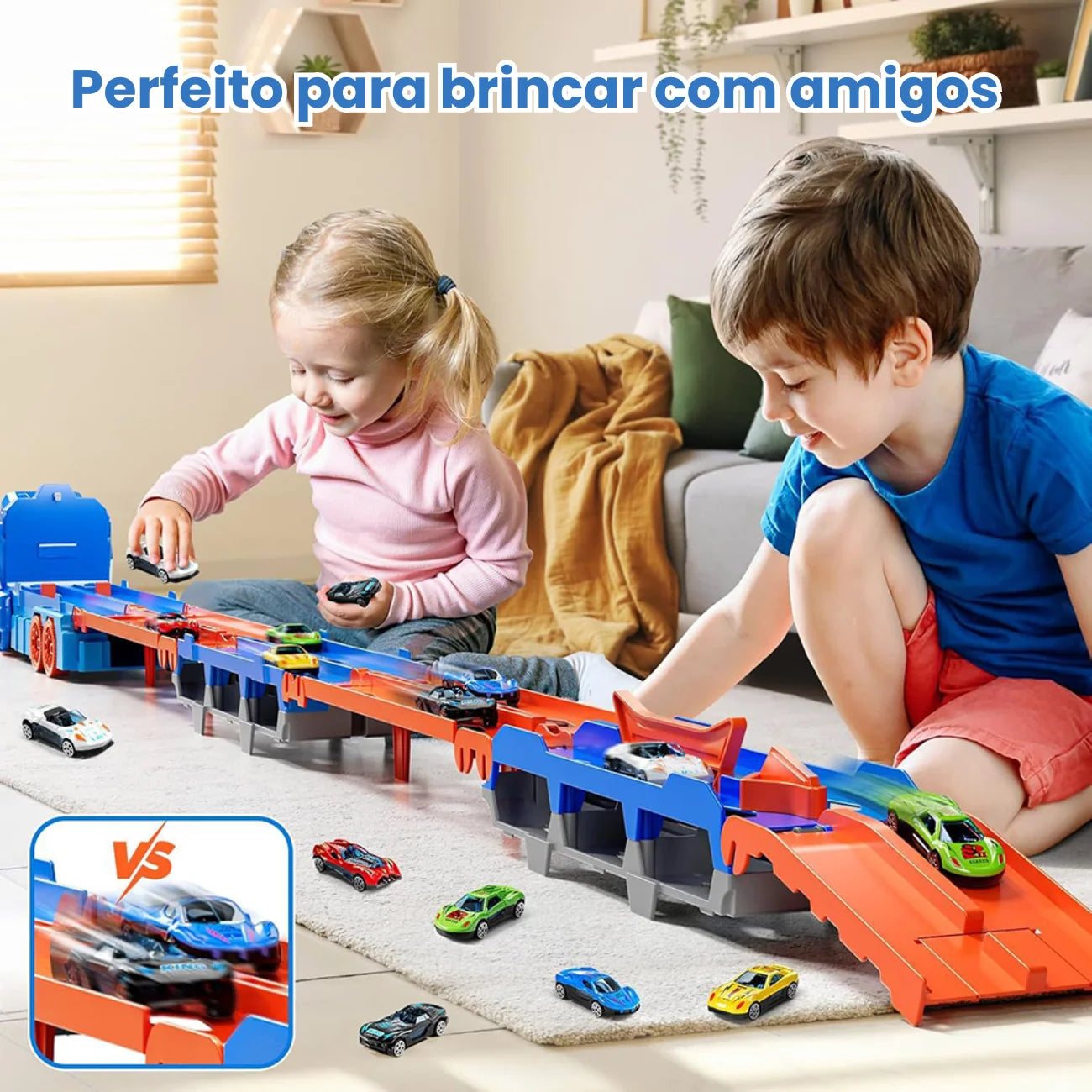 Caminhão Cegonha Brinquedo Dinossauro REX Devorador com Pista de Lançamento 3 em 1 Bramble