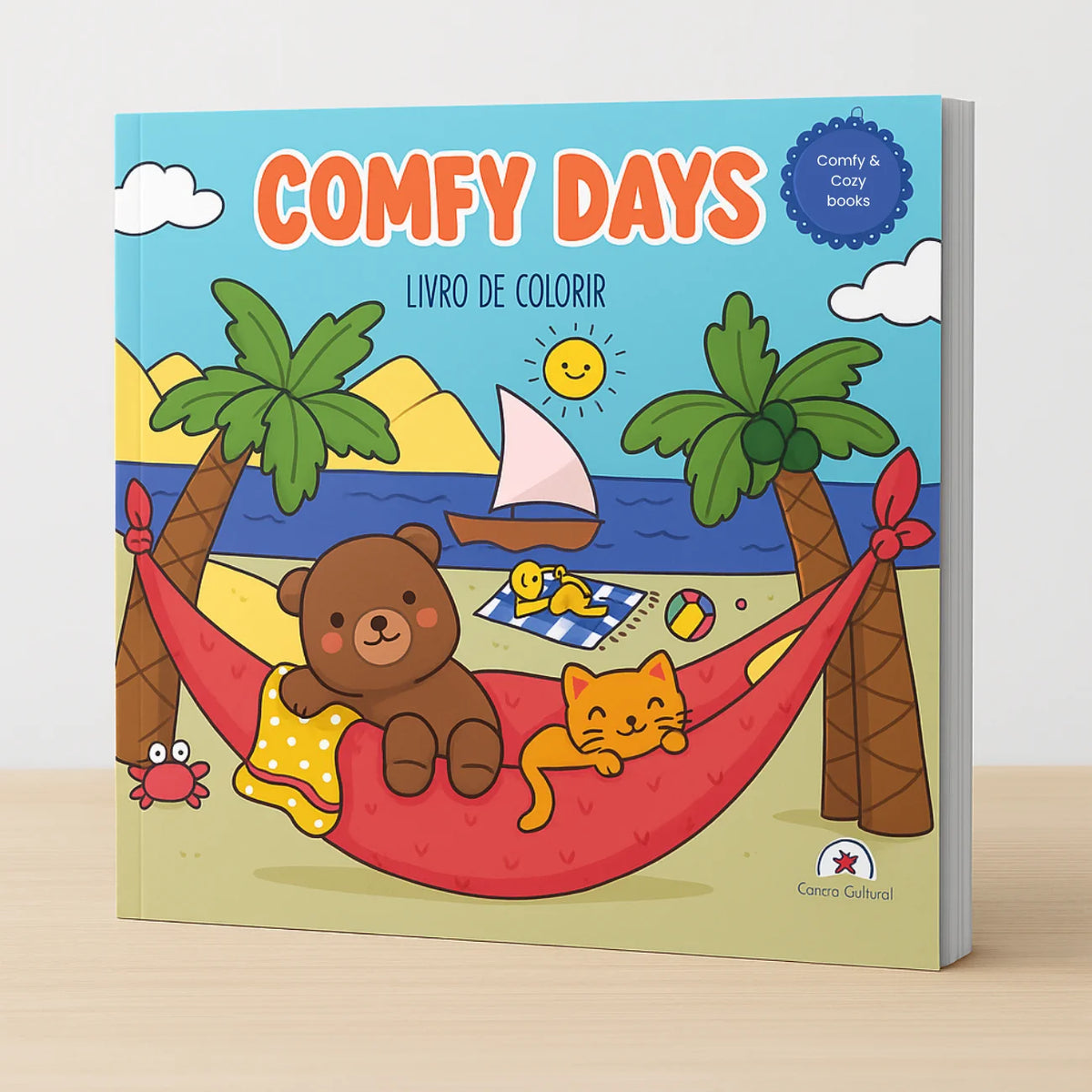 Livro de colorir infantil Comfy Days com 24 páginas de ilustrações fofas para estimular a criatividade e o relaxamento das crianças