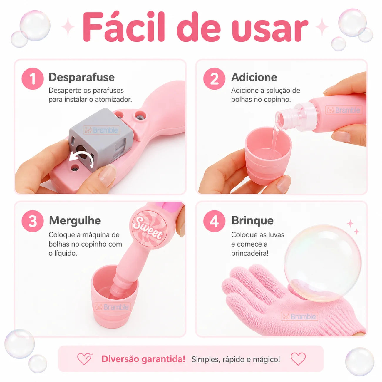 Varinha Mágica que Faz Bolhas com Fumaça Divertida Bramble