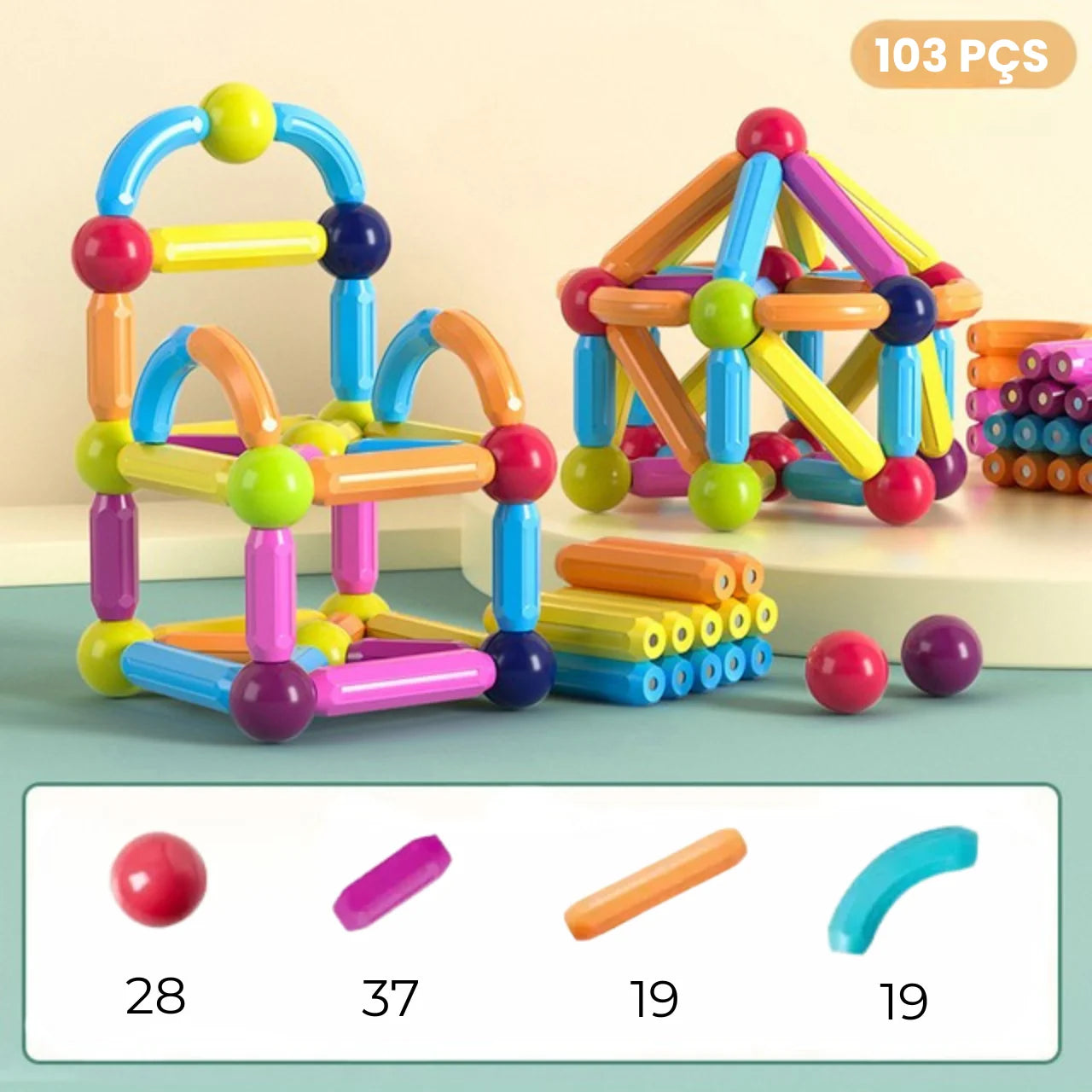 Blocos de Montar Magnéticos Brinquedo Educativo para Construção - Bramble