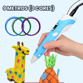 Caneta 3D Infantil com Filamento Colorido para Desenhos e Objetos Criativos Bramble