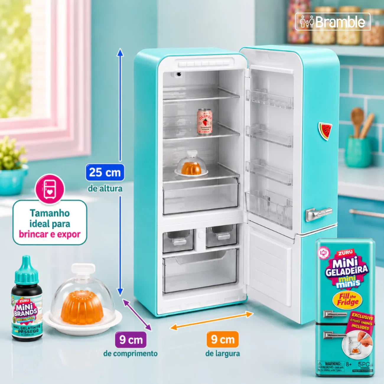 Mini Geladeira Brinquedo Realista com Miniaturas para Colecionar | Fill The Fridge™ Bramble