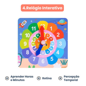 Brinquedo Tabuleiro Educativo Sensorial 7 em 1 Montessori com Dinossauros Frutas e Formas Bramble
