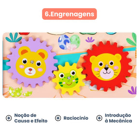 Brinquedo Tabuleiro Educativo Sensorial 7 em 1 Montessori com Dinossauros Frutas e Formas Bramble