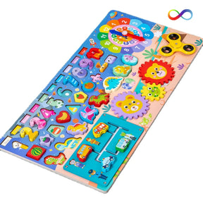 Brinquedo Educativo Tabuleiro Sensorial 7 em 1 Montessori com Dinossauros Frutas e Formas Bramble