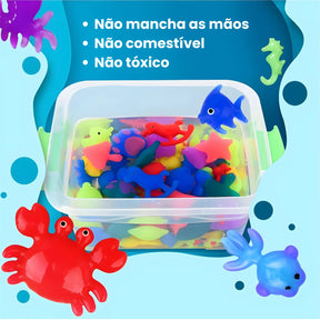 Kit Geleia Mágica Colorida Balde Grande Squishy Divertido