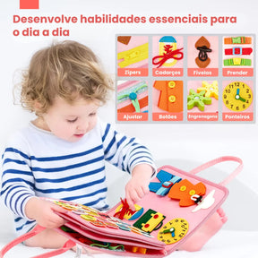 Livro Interativo Infantil Sensorial de Feltro Quiet Book 7 em 1 Montessori Bramble