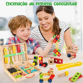 Caixa de Ferramentas Infantil Brinquedo Montessori 34 Peças em Madeira Brastoy