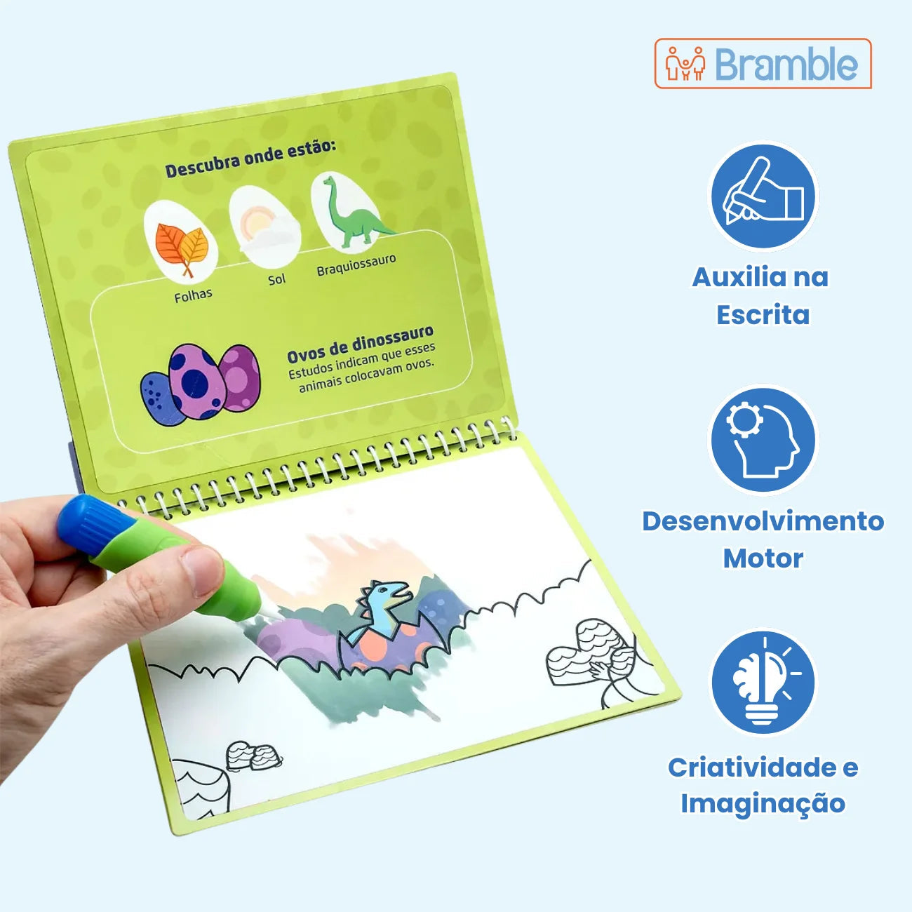 Livro de Colorir e Pintar com Água Aquabook Dinossauro Divertido Leo e Leo