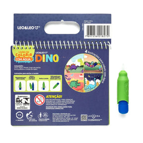 Livro de Colorir e Pintar com Água Aquabook Dinossauro Divertido Leo e Leo