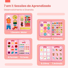 Livro Interativo Infantil Sensorial de Feltro Quiet Book 7 em 1 Bramble