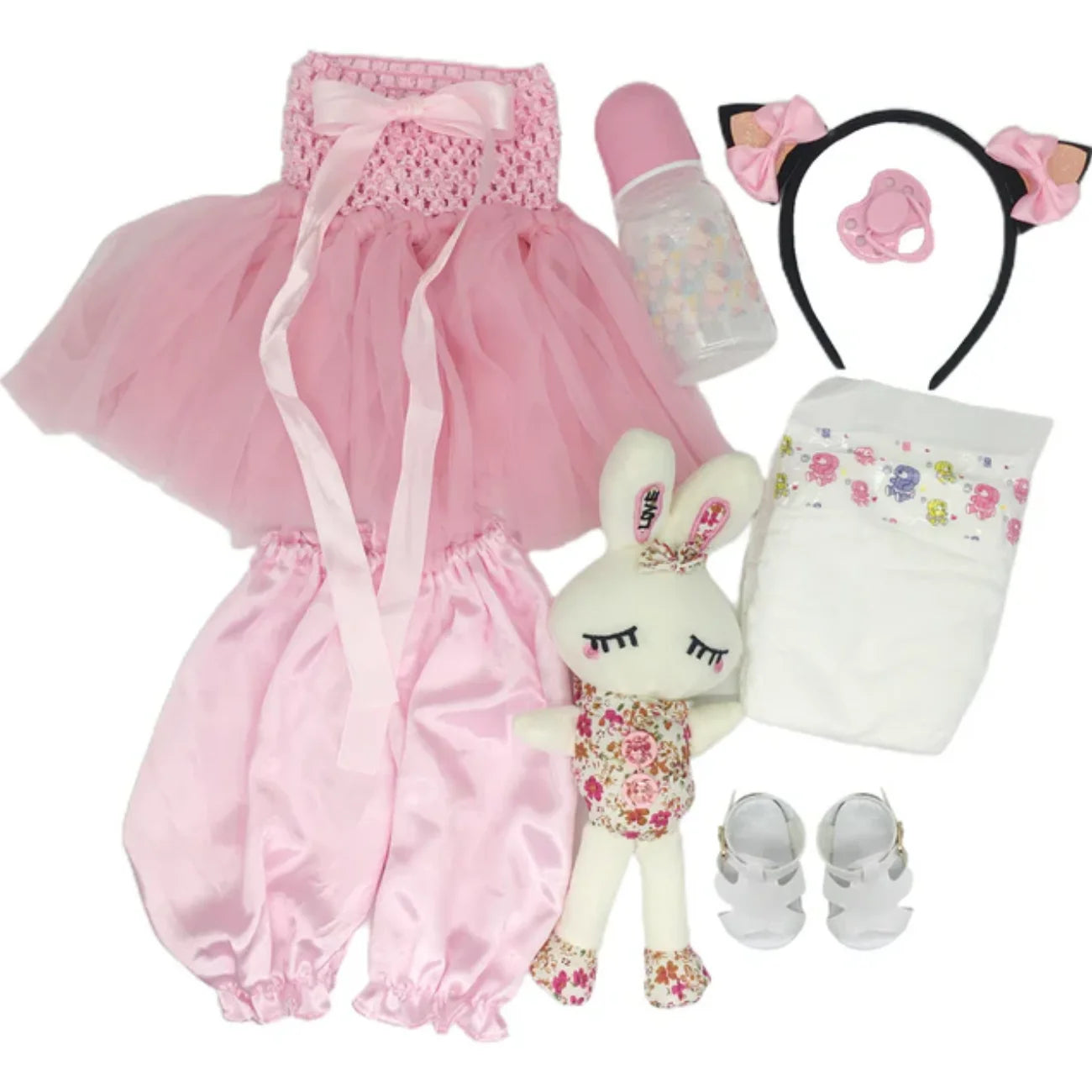 Boneca Bebê Reborn Realista 55cm com Acessórios Coelhinha Brastoy