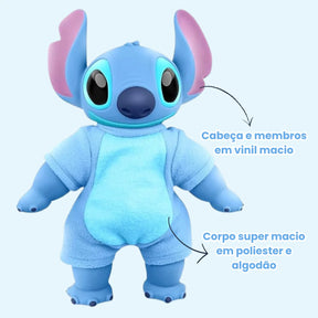 Boneco Stitch Pelúcia Original com Roupinha e Certidão de Nascimento Disney