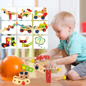Caixa de Ferramentas Infantil Brinquedo Montessori 34 Peças em Madeira Brastoy