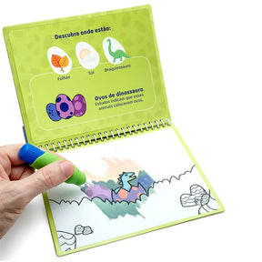 Livro de Colorir e Pintar com Água Aquabook Dinossauro Divertido Leo e Leo