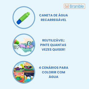 Livro de Colorir e Pintar com Água Aquabook Dinossauro Divertido Leo e Leo