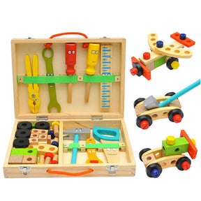 Caixa de Ferramentas Infantil Brinquedo Montessori 34 Peças em Madeira Brastoy