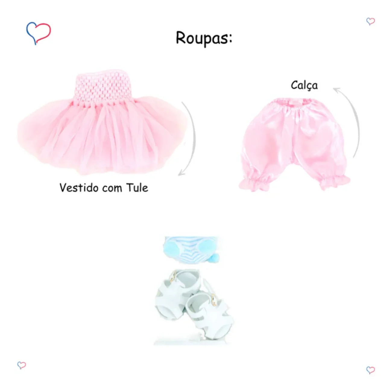 Boneca Bebê Reborn Realista 55cm com Acessórios Coelhinha Brastoy