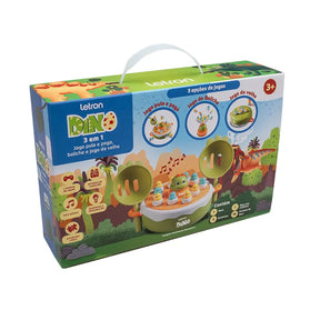 Jogo Dino 3 em 1: Pula e Pega, Boliche e Jogo da Velha Letron