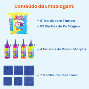Kit Geleia Mágica Colorida Balde Grande Squishy Divertido