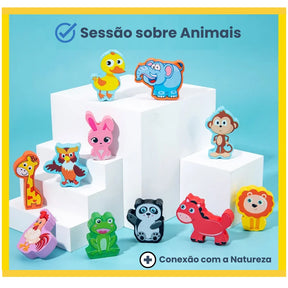 Tabuleiro Educativo Montessori 100% Madeira 63 Peças