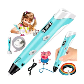 Caneta 3D Infantil com Filamento Colorido para Desenhos e Objetos Criativos Bramble
