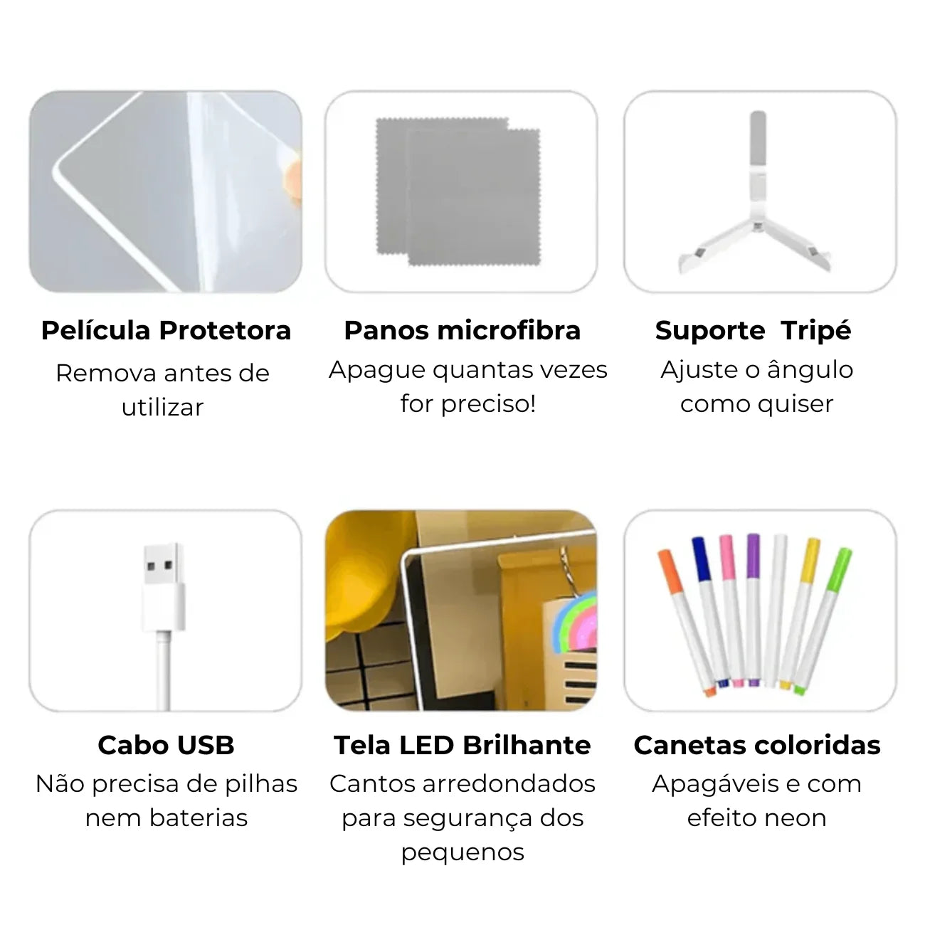 Quadro LED Infantil de Escrever e Desenhar Presente para Crianças Criativas Bramble