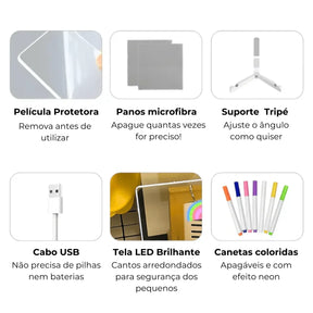 Quadro LED Infantil de Escrever e Desenhar Presente para Crianças Criativas Bramble