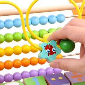 Brinquedo Educativo 3 em 1 Montessori: Ábaco Colorido, Aramado e Cubos Didáticos Bramble