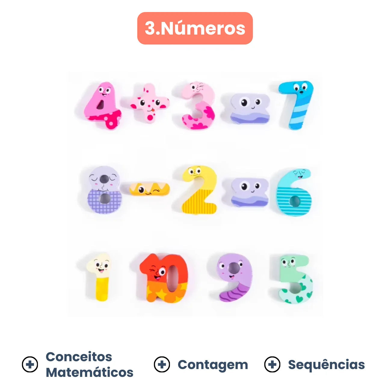 Brinquedo Tabuleiro Educativo Sensorial 7 em 1 Montessori com Dinossauros Frutas e Formas Bramble