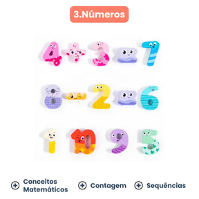 Brinquedo Tabuleiro Educativo Sensorial 7 em 1 Montessori com Dinossauros Frutas e Formas Bramble