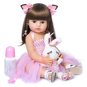 Boneca Bebê Reborn Realista 55cm com Acessórios Coelhinha Brastoy