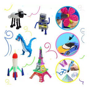 Caneta 3D Infantil com Filamento Colorido para Desenhos e Objetos Criativos Bramble