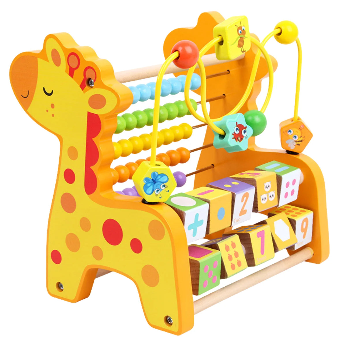 Brinquedo Educativo 3 em 1 Montessori com ábaco colorido, aramado e cubos didáticos para crianças de 1 a 3 anos